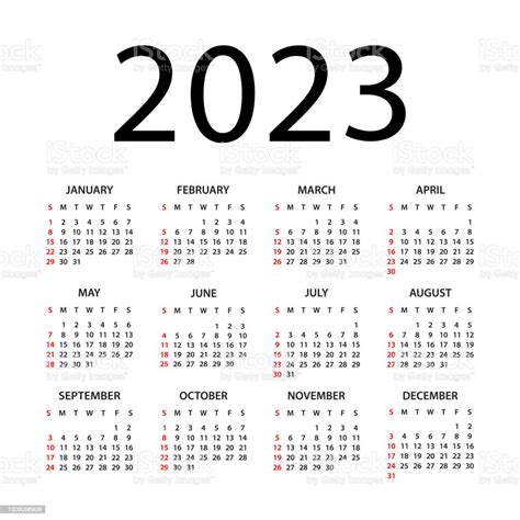 Kalender 2023 Ilustrasi Minggu Dimulai Pada Hari Minggu Kalender