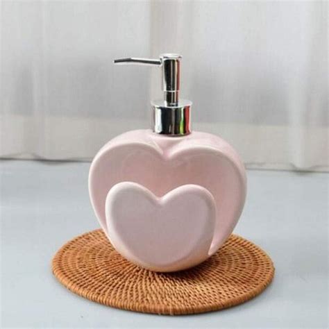 Jiaqi Soap Dispenser Heart Shaped Ceramics Soap Dispenser With Pump Countertop Hand