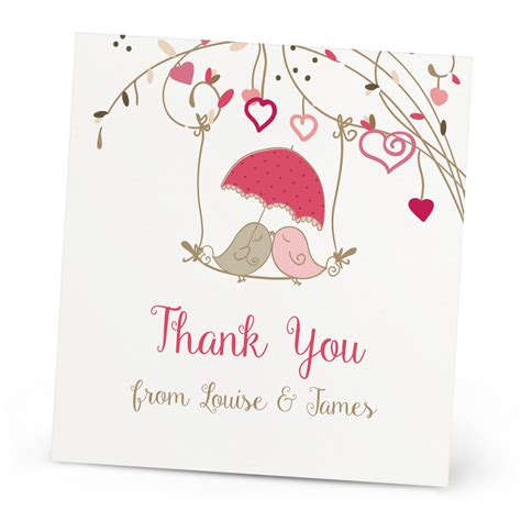 Love Birds Thank You Card Beautiful Wishes