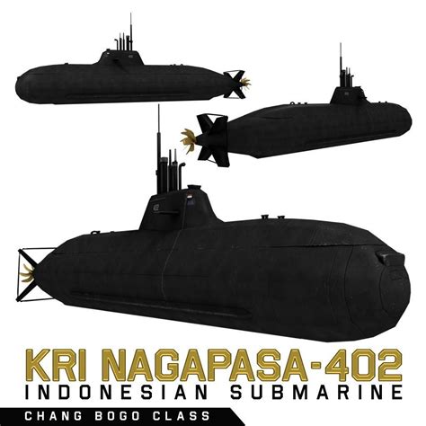 On 21 april 2021, nanggala went missing during a torpedo drill in the waters north of bali. 3D asset Submarine Changbogo Class KRI Nagapasa 402