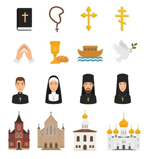 Iconos Cristianos Vector Cristianismo Religión Signos Y Símbolos