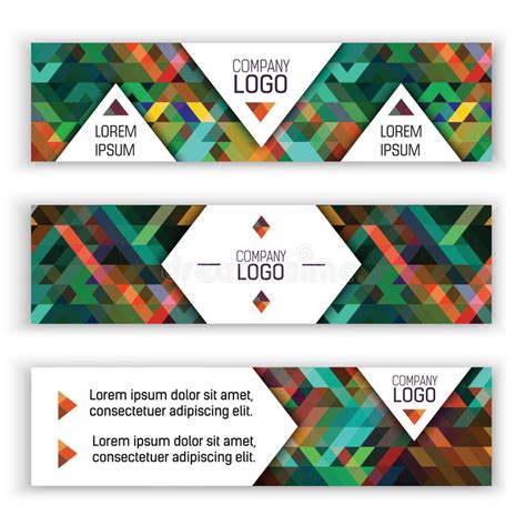 Horizontal Banners Design Templates Set Colorful Vector Abstract