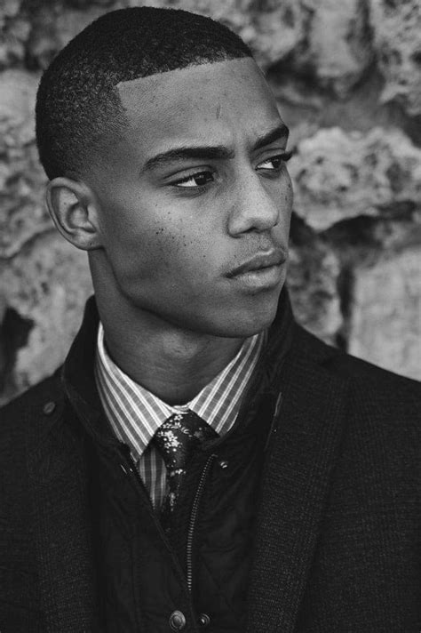 Download Handsome Black Man Grayscale Wallpaper