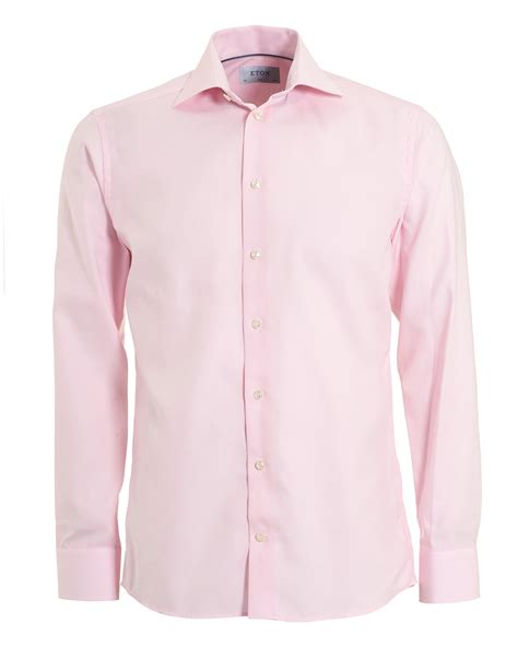 Eton Shirts Mens Slim Fit Pink Button Down Collared Shirt