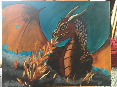 Acrylic Dragon Painting From Tutorial On Cinnamon Cooney
