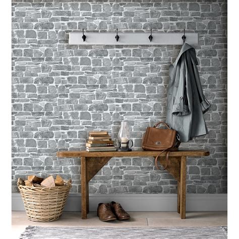 I love wallpaper battersea brick wall effect wallpaper grey. Broken Brick Wallpaper - Grey | Wallpaper - B&M