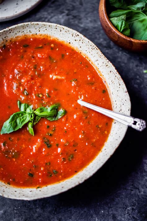 homemade roasted tomato basil soup ambitious kitchen
