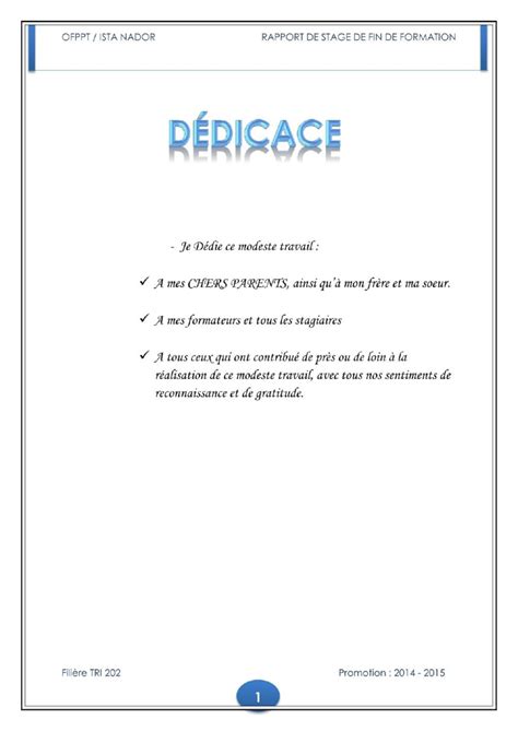 Rapport De Stage Exemple