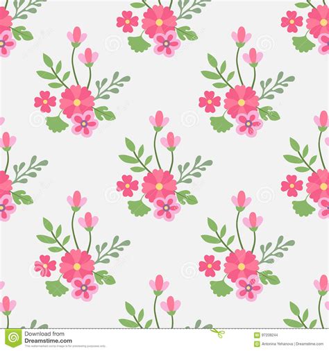 Seamless Pattern Flowers And Leaves Stock Vector Illustration Of