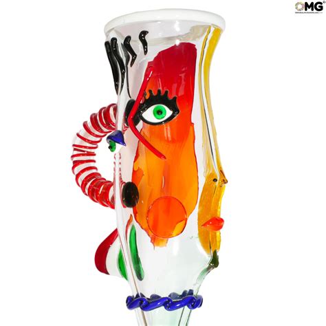 Vases Blown Collection Amphora Abstract Face Picasso Tribute Original Murano Glass Omg