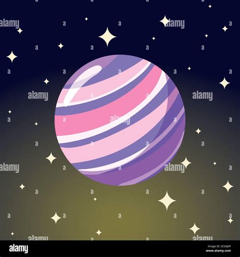 Space Planet Explore Galaxy Solar System Cartoon Vector Illustration