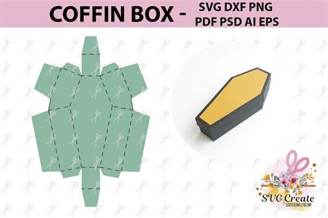 Halloween gift box coffin and covers paper gift box die | etsy. Coffin template pdf box, printable coffin box