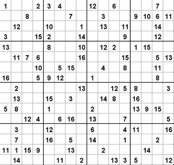 El objetivo es rellenar las subcuadrículas de 4×4 con las cifras del 1 al 16 partiendo de algunos números ya dispuestos en algunas de las celdas. Dell 16 x 16 sudoku | Sudoku, Sudoku puzzles, My little pony coloring