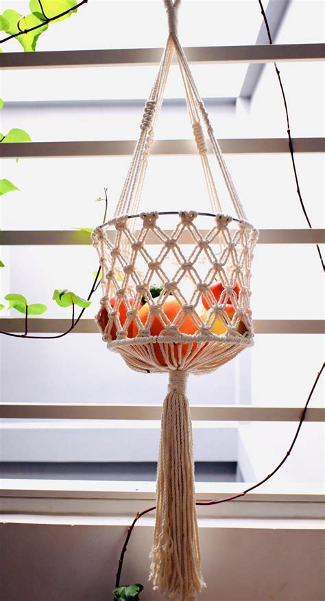 Hanging Fruit Basket Macrame Boho Decor Kitchen Storage Etsy In 2021