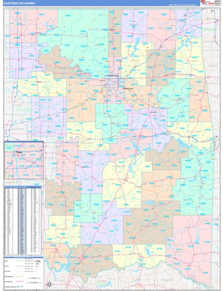 Oklahoma Eastern Wall Map Color Cast Style By Marketmaps Mapsales
