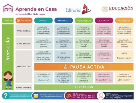 Sep Aprende En Casa Ii Horarios Y Canales Para Las Clases De Preescolar Primaria Y Secundaria