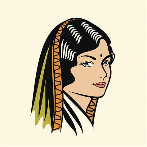 Beautiful Indian Brunette Young Woman Illustrations Royalty Free