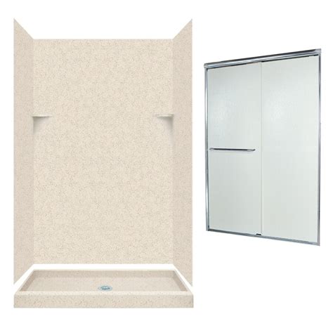 Shop Swanstone Tahiti Desert Solid Surface Wall And Floor 5 Piece Alcove Shower Kit Common 48