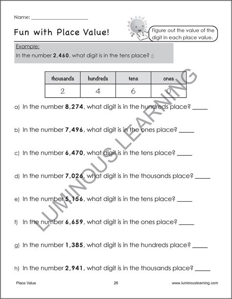 Number Sense And Place Value Worksheets Special Ed Grade 4