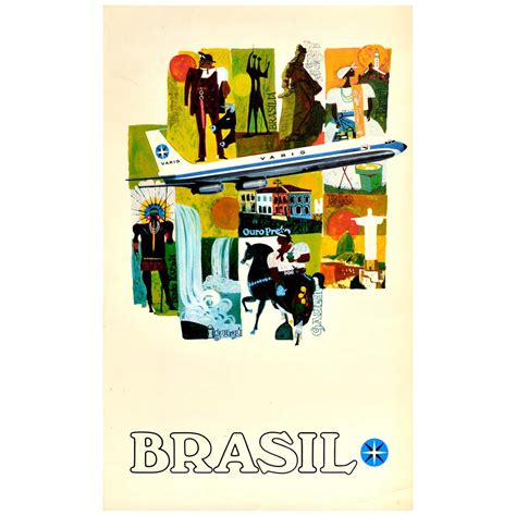 Original Vintage Poster Brasil Varig Travel Culture Brazil Rio Gaucho