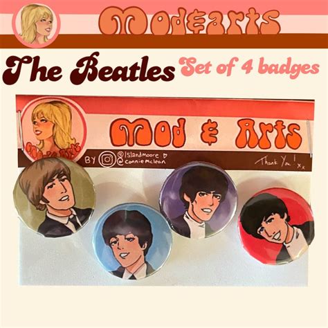 The Beatles Badges Pins Buttons Etsy