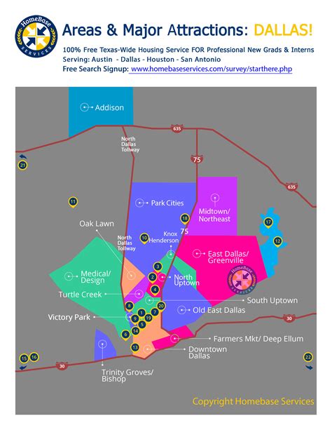 Dallas Areas And Attractions Map Free Pdf Download Home Base Services