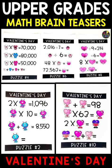 These printable brain teasers will help build vocabulary, creative thinking and logic skills. Upper Grades Valentine's Day Brain Teasers | Brain teasers ...
