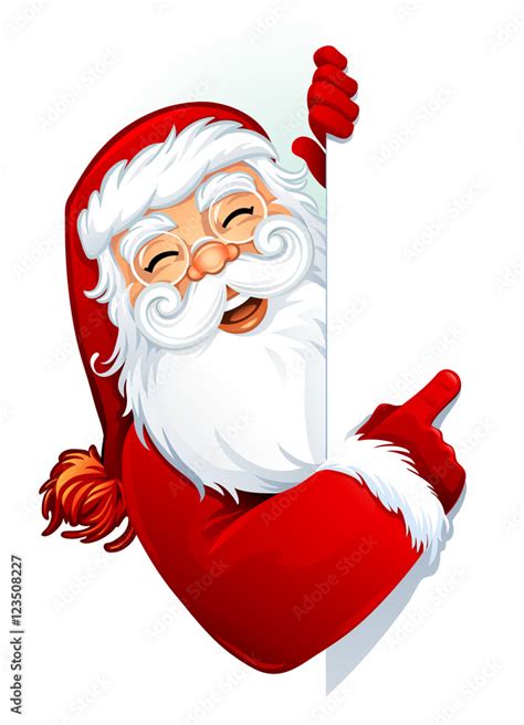 Cartoon Santa Claus Pointing A Blank Sign Copy Space Vector Illustration Vector De Stock