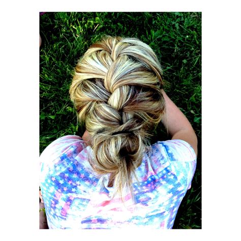 Loose French Braid Into A Messy Bun Loose French Braids Hair Styles French Braid