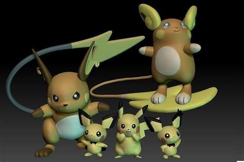 Pokemon Pichu Pikachu Raichu Alolan 3d Model 3d Printable Cgtrader