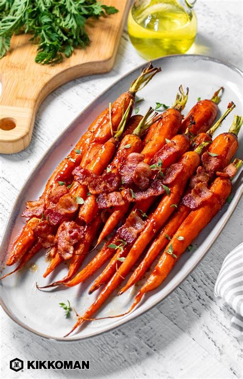 Spicy Teriyaki Glazed Carrots With Bacon Kikkoman Home Cooks Recipe