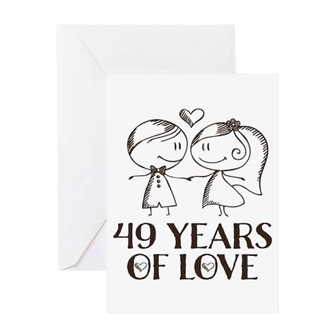 49th Anniversary Couple Line Drawing Greeting Card 49th Anniversary