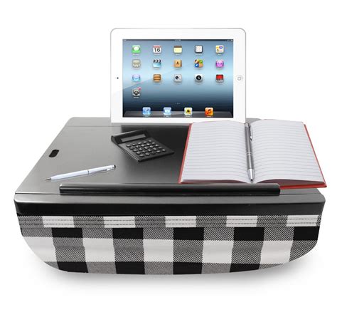 Icozy Portable Cushion Lap Desk With Storage Black Flannel 886004055952
