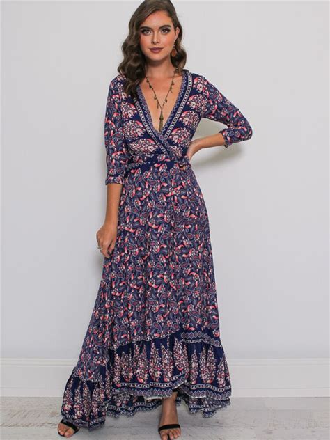 Sexy Deep V Neck Split Hem Floral Maxi Dress Wholesale7 Blog Latest Fashion News And Trends