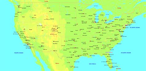 Usa Map Of Major Cities Map Vector