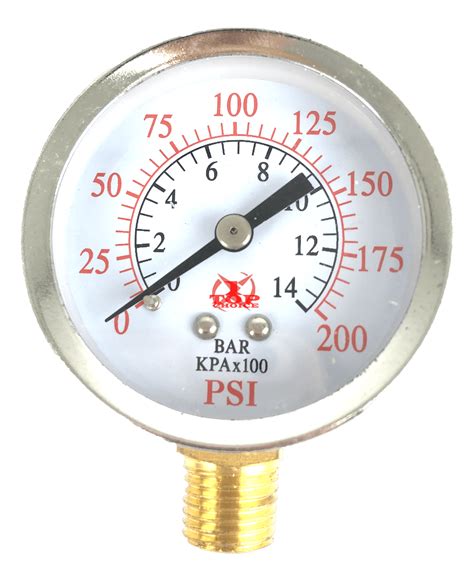 2 Air Pressure Gauge Side Mount 14 Npt 2 Dial 0 To 200 Psi