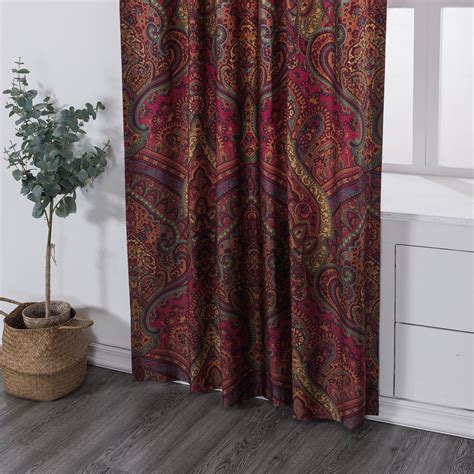 Boho Paisley Print Luxury Window Curtains 2pc Set Bohemian Damask