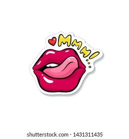 Sticker Depicting Sexy Womans Mouth Lips Stock Vector Royalty Free