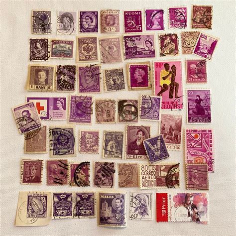 Vintage International Postage Stamps Purple 50 Piece Pack Etsy