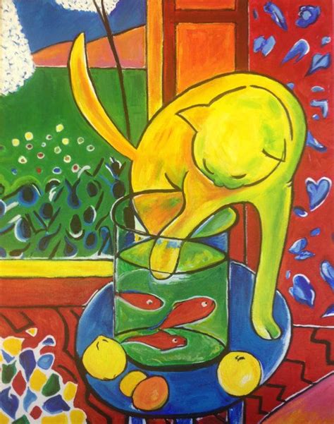 Hand Painted Henri Matisse The Cat With Red Fish Painting Etsy