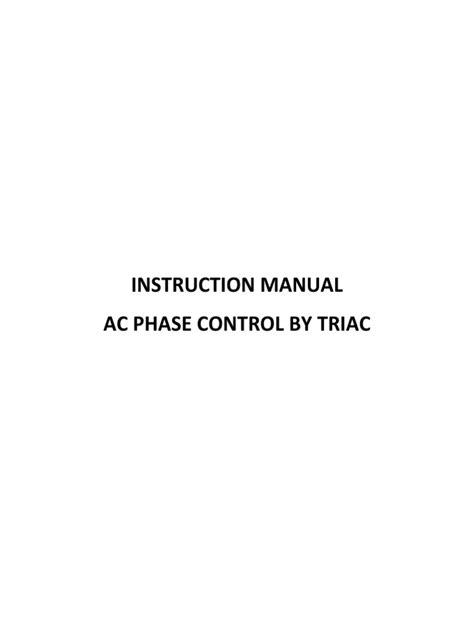 Instruction Manual Ac Phase Control By Triac Pdf
