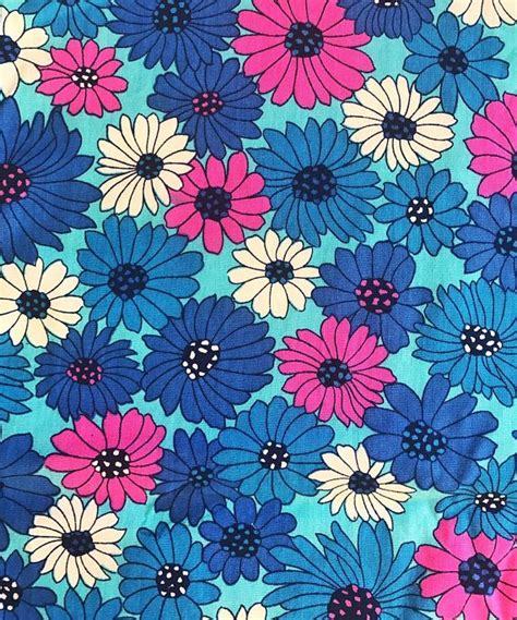 60s Vintage Fabric Swedish Floral Print Mod Retro Fabric Etsy
