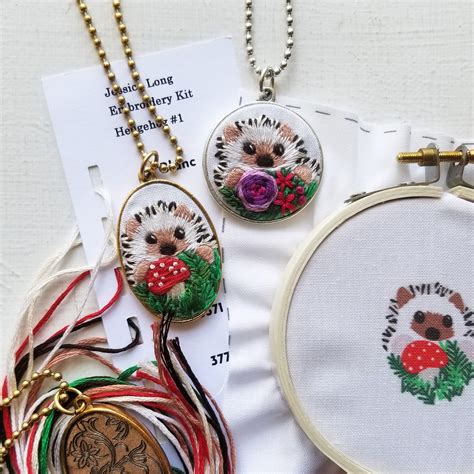 Diy Hand Embroidered Jewelry Kit Hedgehog Jessica Long Embroidery