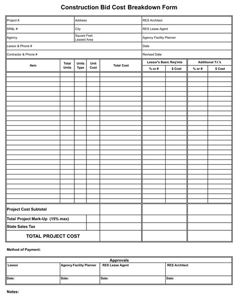 Downloadable Blank Free Printable Bid Proposal Forms Customized To Fit