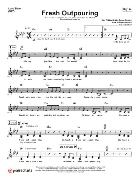 Fresh Outpouring Sheet Music Pdf Jesus Culture Kim Walker Smith