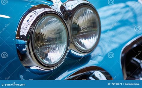 Detail Of Classic Car Close Up Of Headlight Editorial Photo Image