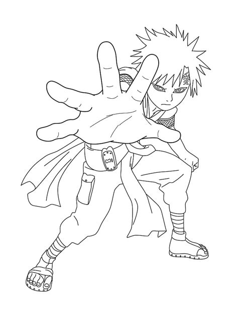 Cute Gaara Coloring Page Anime Coloring Pages