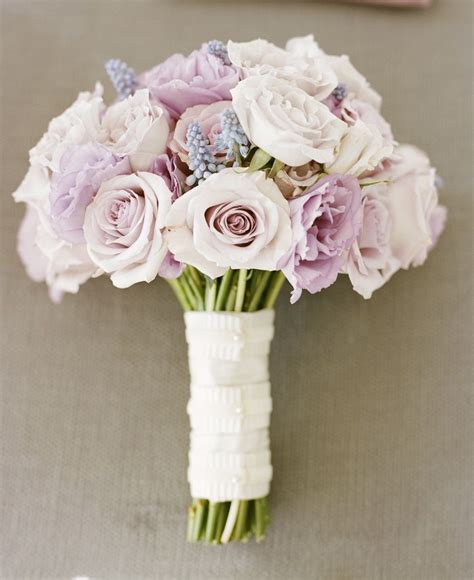 Simple Lavender Rose Bouquet Lavendar Wedding Purple White