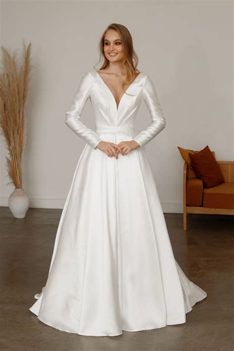 Mikado Wedding Dress Ester With Long Sleeves