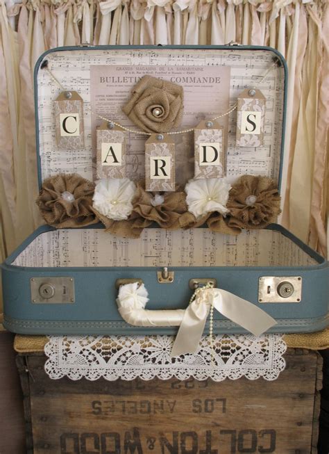 Vintage Suitcase Wedding Card Holder Shabby Chic Wedding